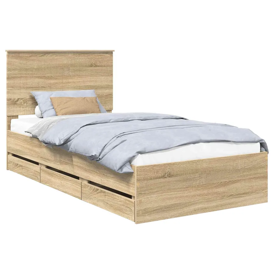 Cadre de lit Chêne Sonoma 100 x 200 cm Bois Ingénierie - 2