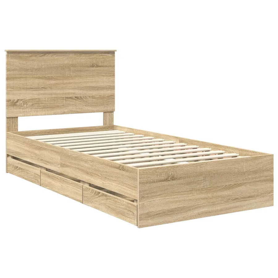 Cadre de lit Chêne Sonoma 100 x 200 cm Bois Ingénierie - 4