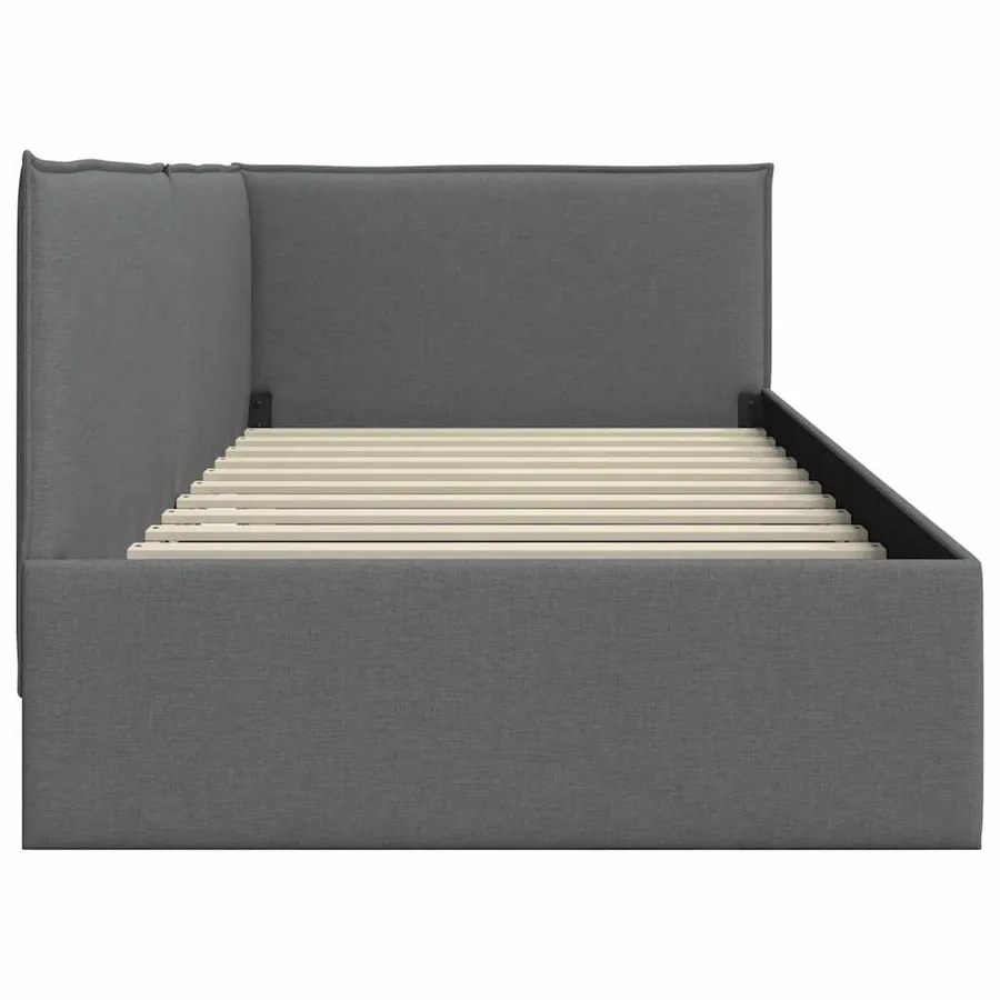 Cadre de lit d'angle Gris foncé 100 x 200 cm tissu - 6