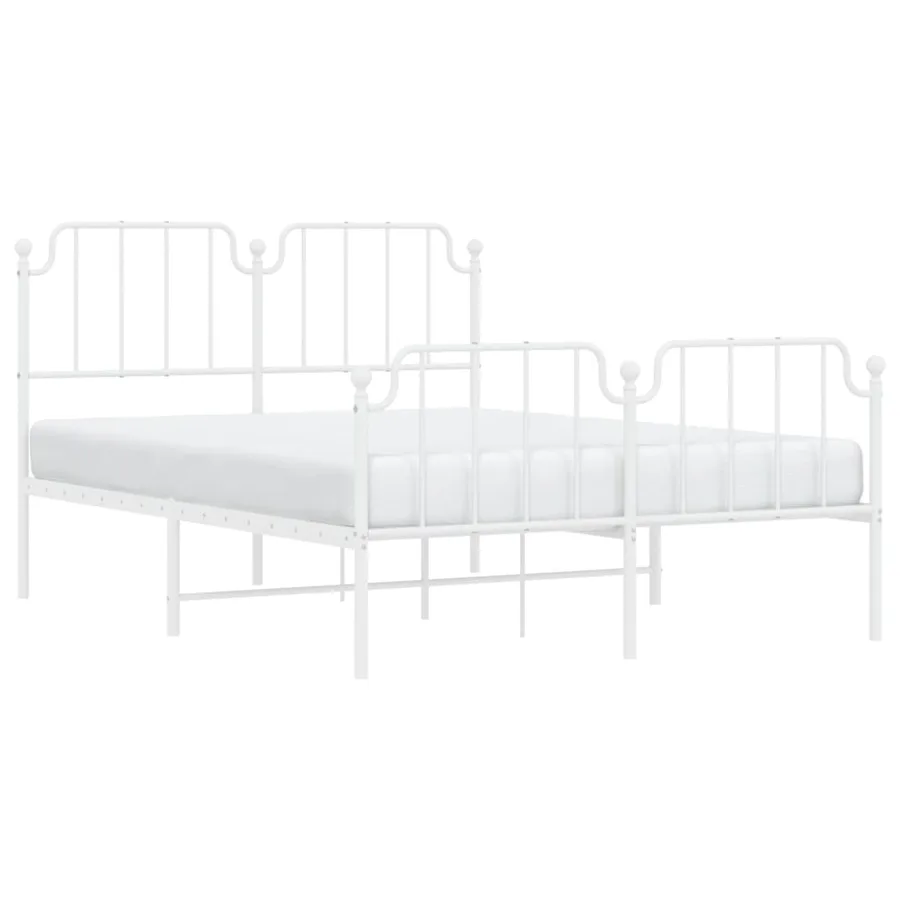 Cadre de lit métal sans matelas et pied de lit blanc 140x190 cm - 3
