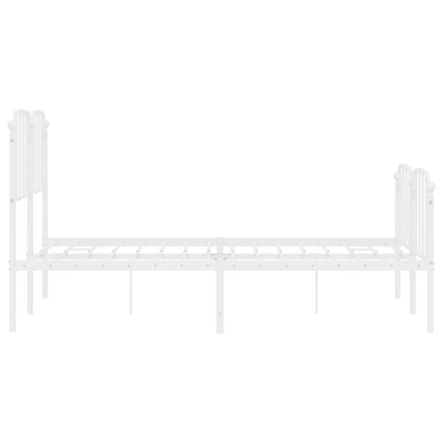 Cadre de lit métal sans matelas et pied de lit blanc 140x190 cm - 6
