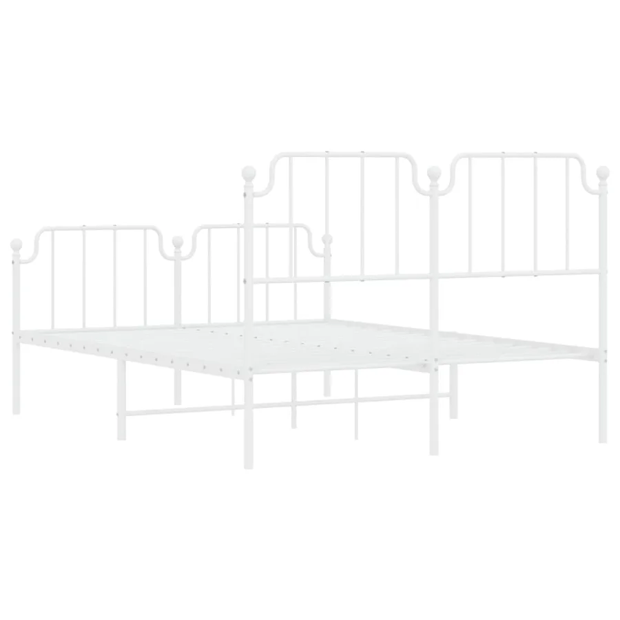 Cadre de lit métal sans matelas et pied de lit blanc 140x190 cm - 7