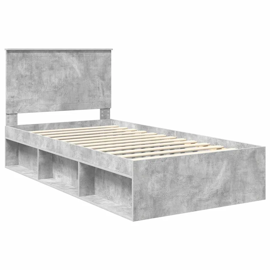 Cadre de lit Gris Béton 100 x 200 cm Bois de pin massif - 4