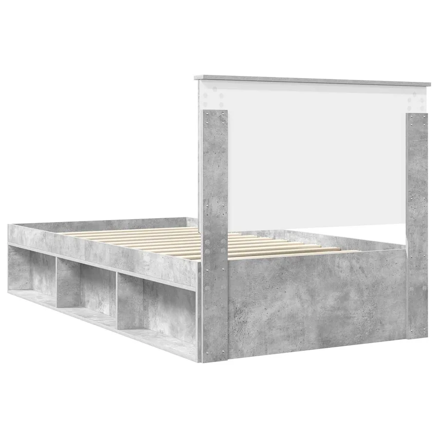 Cadre de lit Gris Béton 100 x 200 cm Bois de pin massif - 9