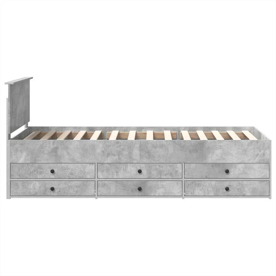 Lit d'appoint Gris béton et noir 90 x 190 cm Bois d'ingénierie - 9