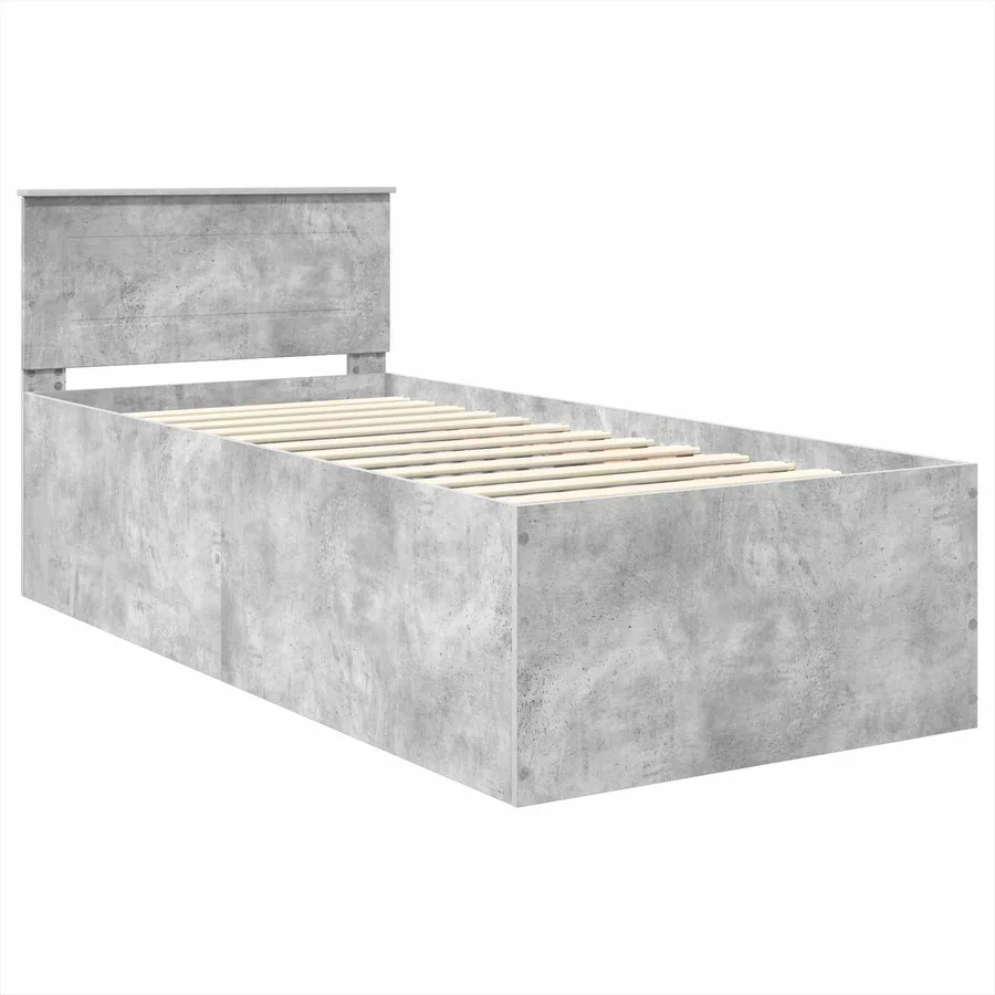 Cadre de lit Gris béton 90 x 190 cm Bois d'ingénierie - 4