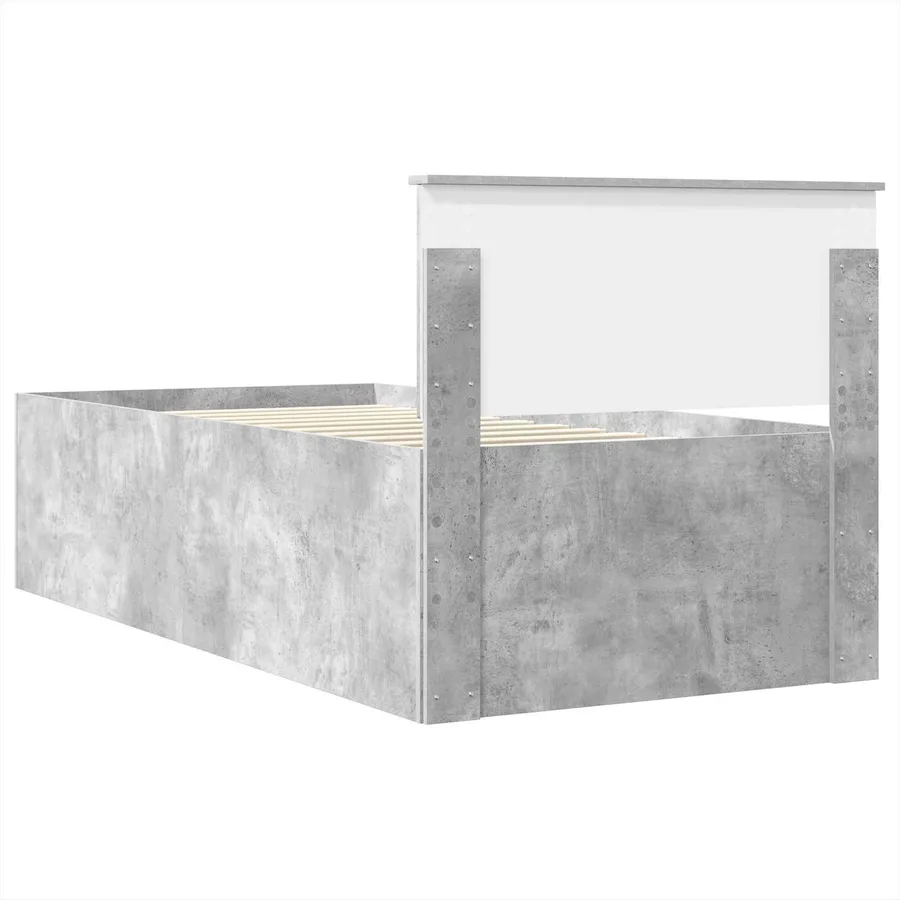 Cadre de lit Gris béton 90 x 190 cm Bois d'ingénierie - 9