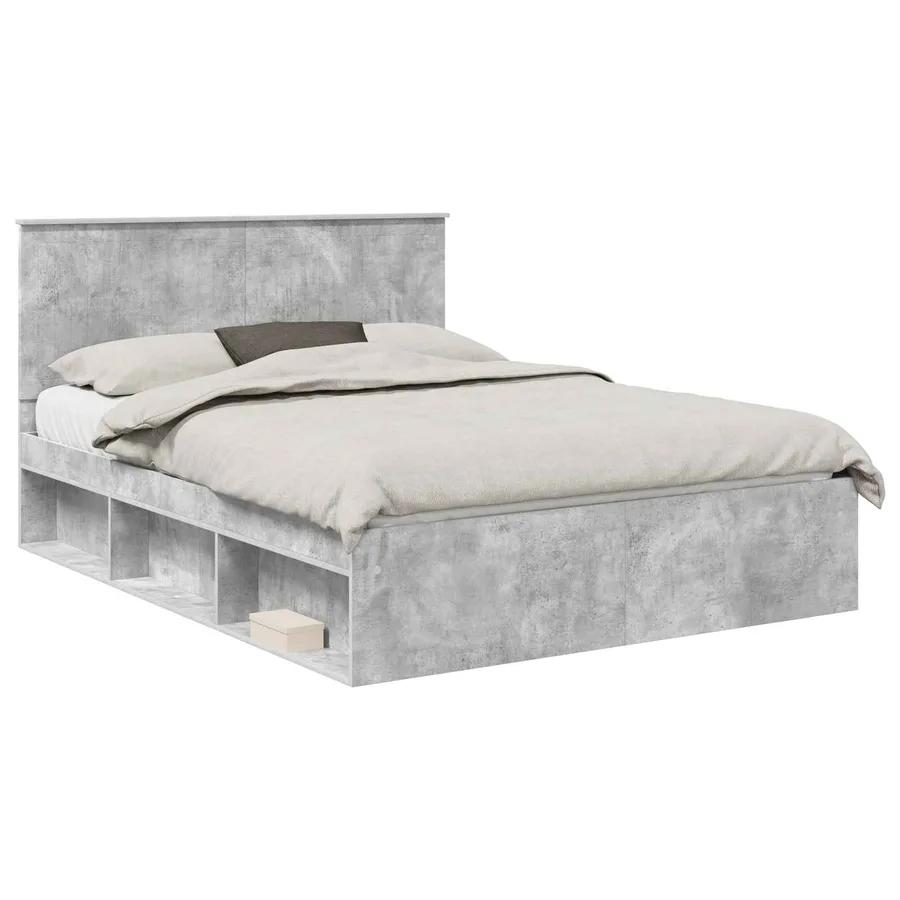 Cadre de lit Gris Béton 150 x 200 cm Bois de pin massif - 2