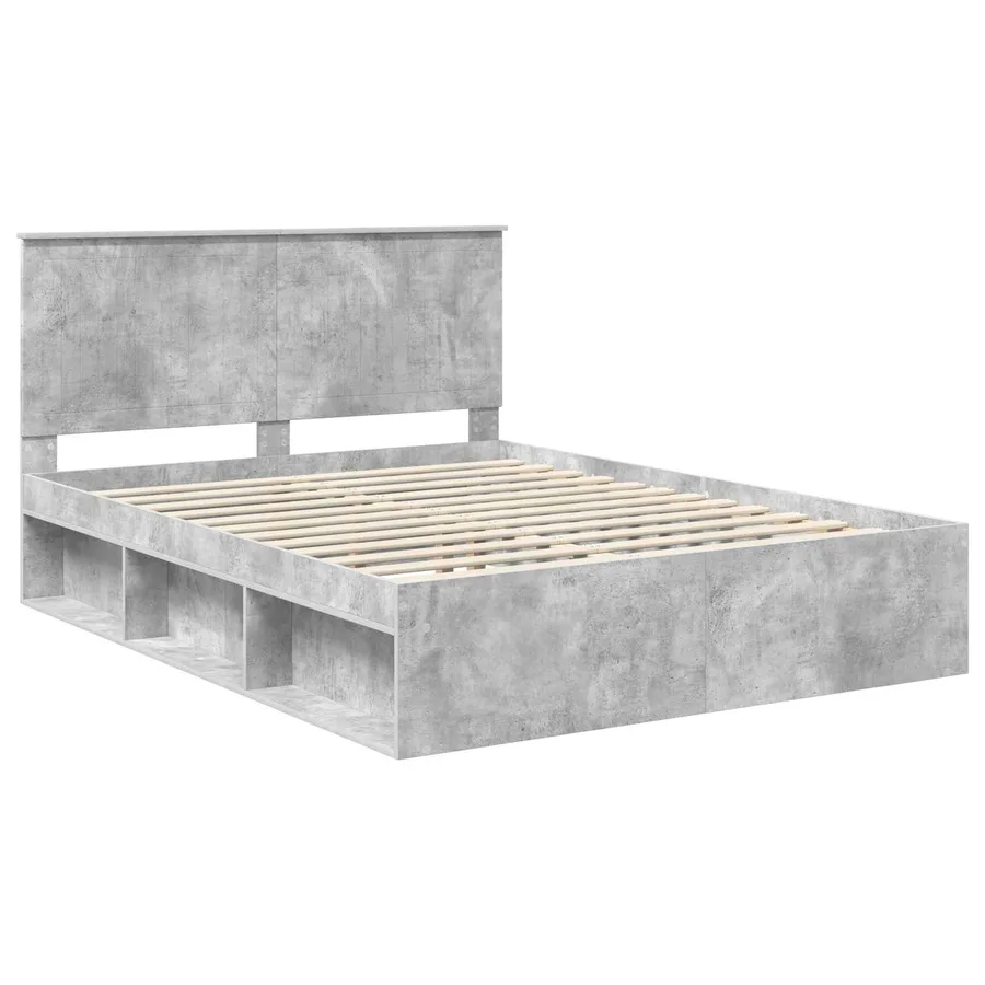 Cadre de lit Gris Béton 150 x 200 cm Bois de pin massif - 4