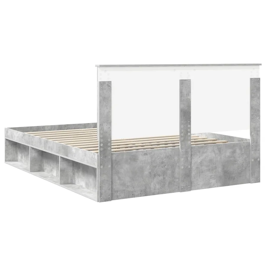 Cadre de lit Gris Béton 150 x 200 cm Bois de pin massif - 9