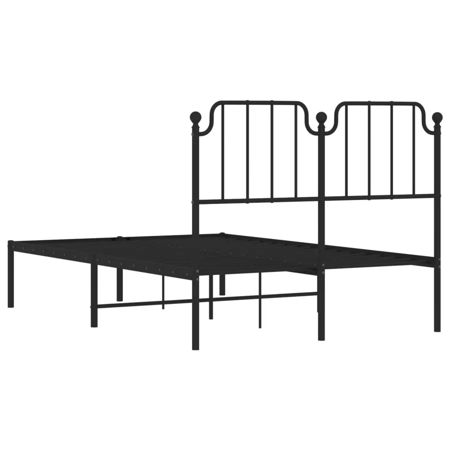 Cadre de lit métal sans matelas avec tête de lit noir 120x200cm - 7