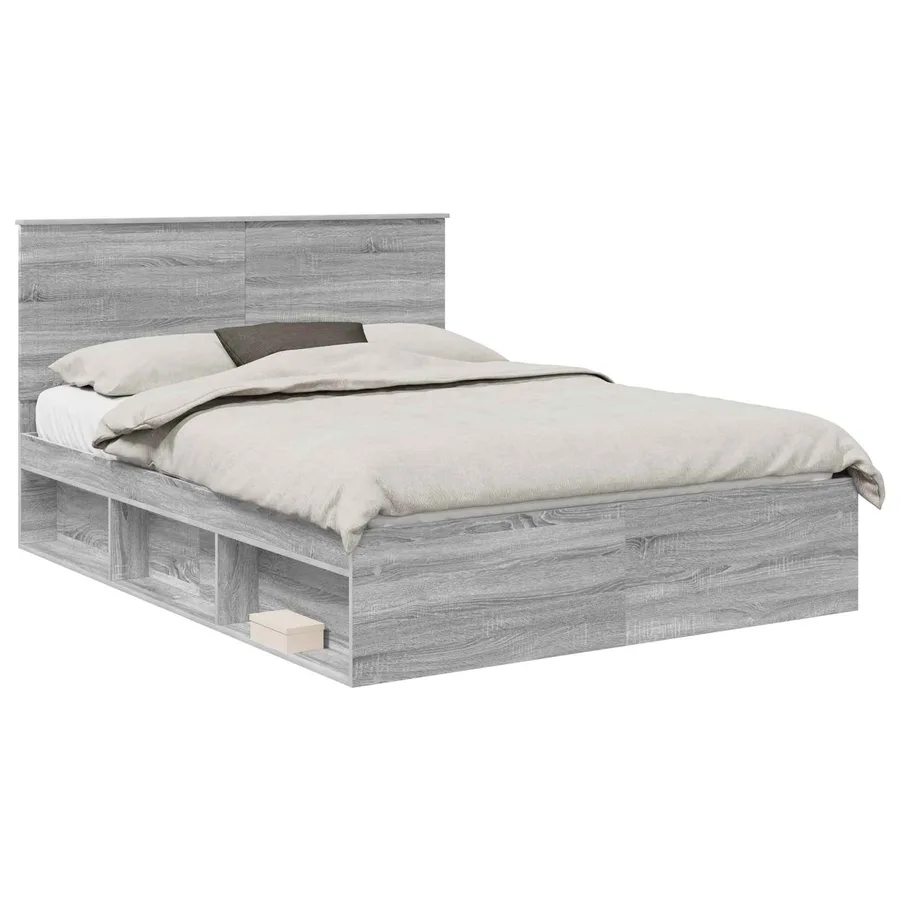 Cadre de lit Gris Sonoma 150 x 200 cm Bois de pin massif - 2