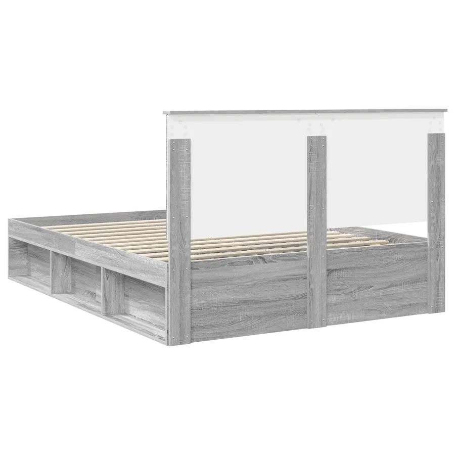 Cadre de lit Gris Sonoma 150 x 200 cm Bois de pin massif - 9