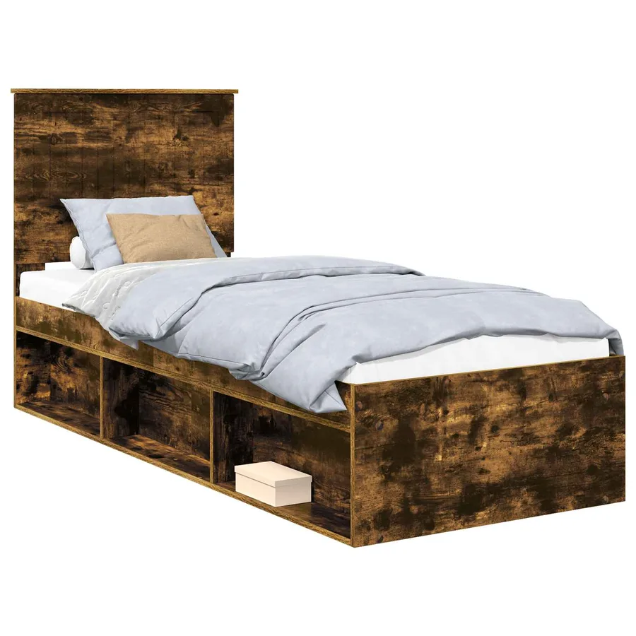 Cadre de lit Chêne fumé 75 x 190 cm Bois de pin massif - 2
