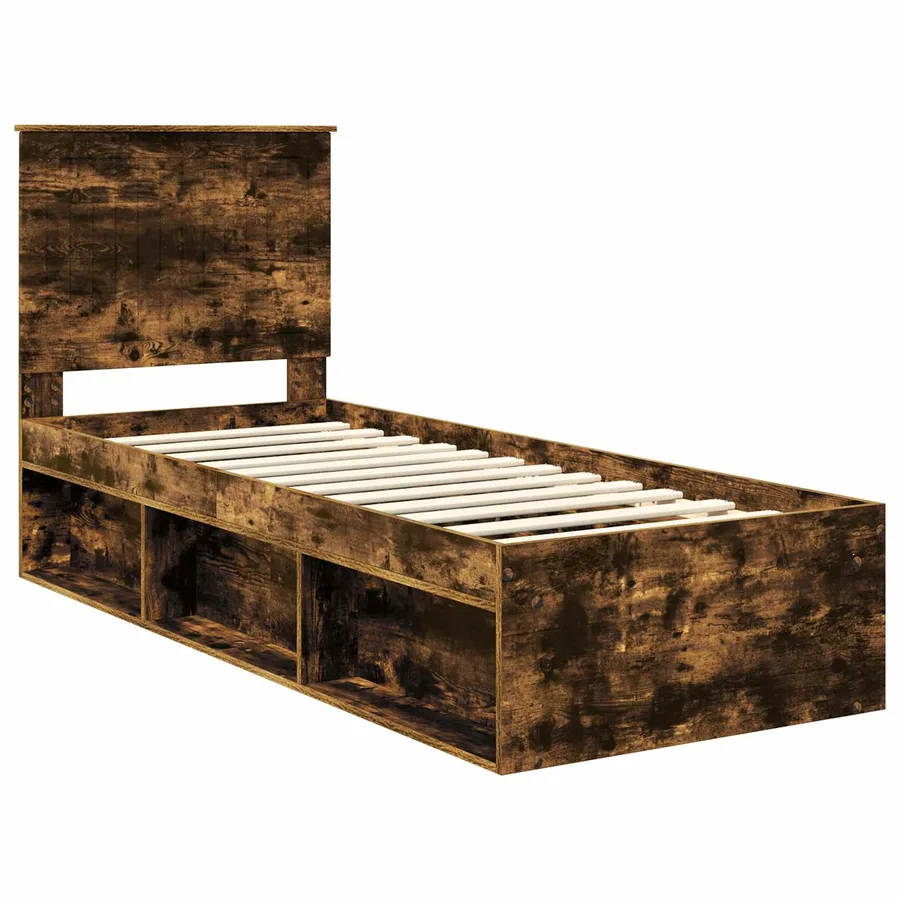 Cadre de lit Chêne fumé 75 x 190 cm Bois de pin massif - 4