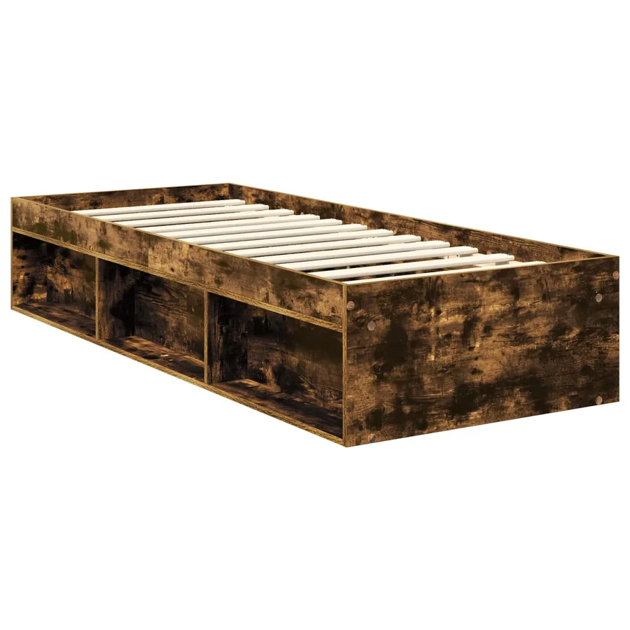 Cadre de lit Chêne fumé 75 x 190 cm Bois de pin massif - 5