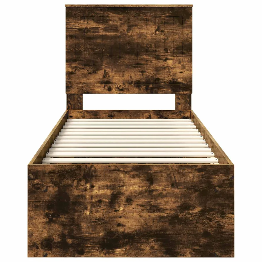 Cadre de lit Chêne fumé 75 x 190 cm Bois de pin massif - 7