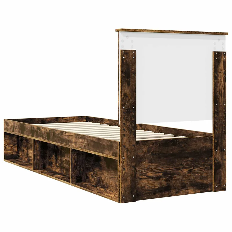 Cadre de lit Chêne fumé 75 x 190 cm Bois de pin massif - 9