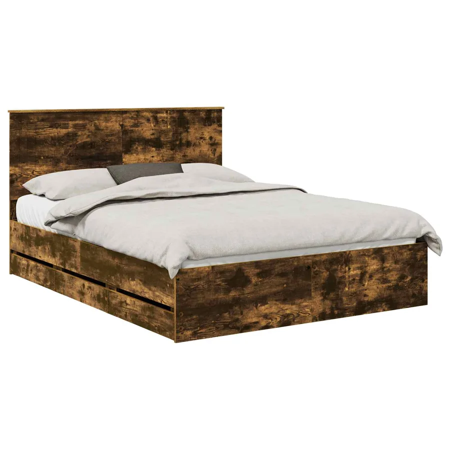 Cadre de lit Chêne fumé 150 x 200 cm Bois Ingénierie - 2