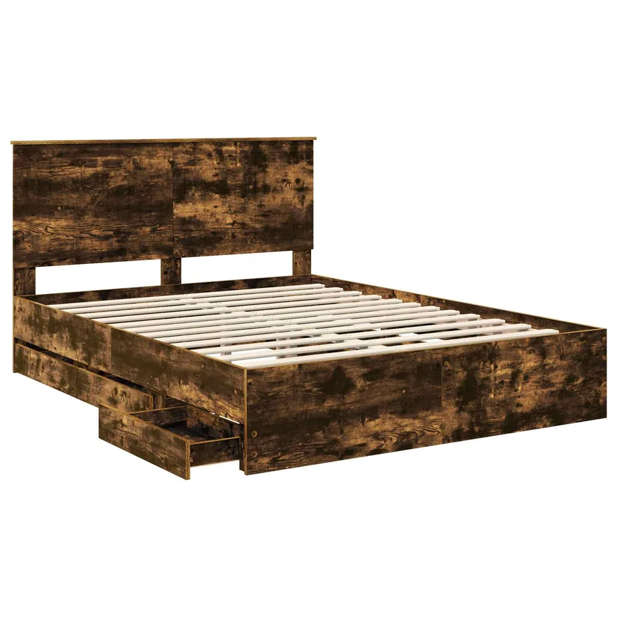 Cadre de lit Chêne fumé 150 x 200 cm Bois Ingénierie - 5