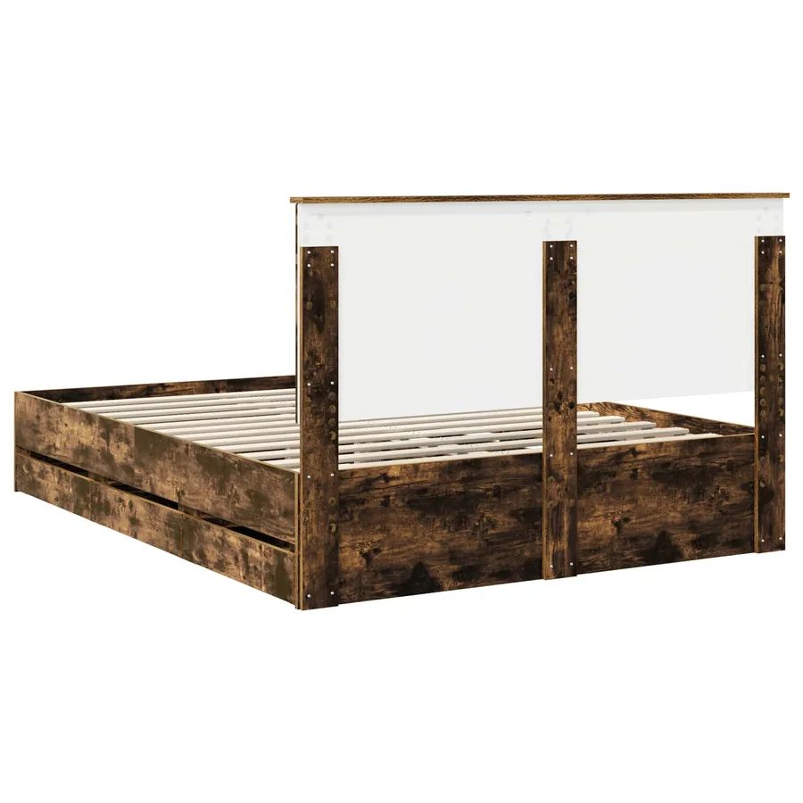 Cadre de lit Chêne fumé 150 x 200 cm Bois Ingénierie - 8