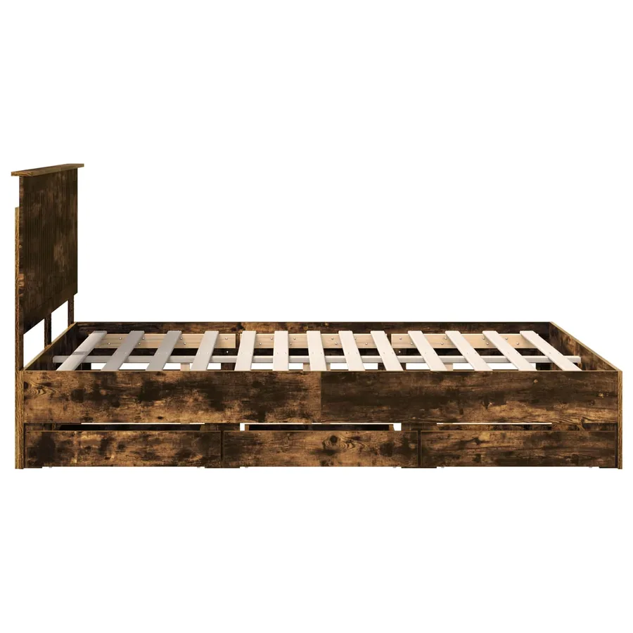 Cadre de lit Chêne fumé 150 x 200 cm Bois Ingénierie - 9