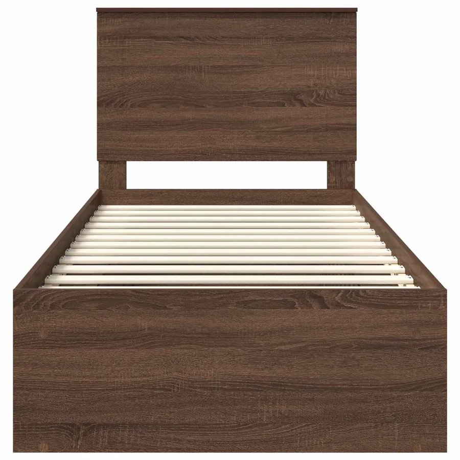 Cadre de lit Chêne brun 90 x 190 cm Bois de pin massif - 7