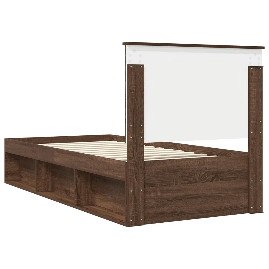 Cadre de lit Chêne brun 90 x 190 cm Bois de pin massif - 9