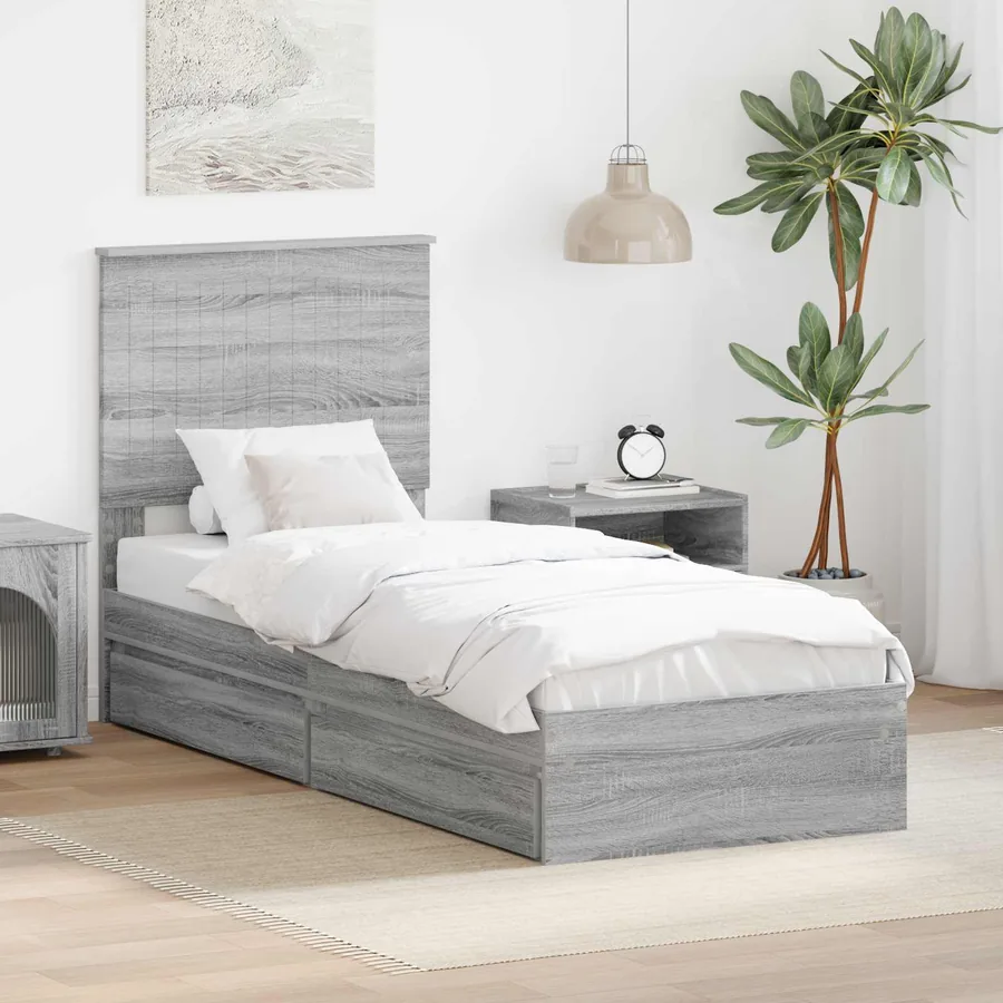 Lit de Rangement Gris Sonoma 75 x 190 cm Bois d'ingénierie