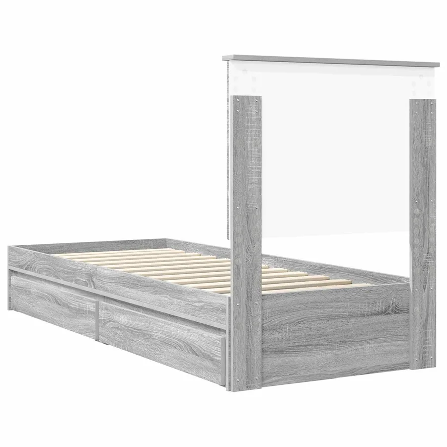 Lit de Rangement Gris Sonoma 75 x 190 cm Bois d'ingénierie - 10
