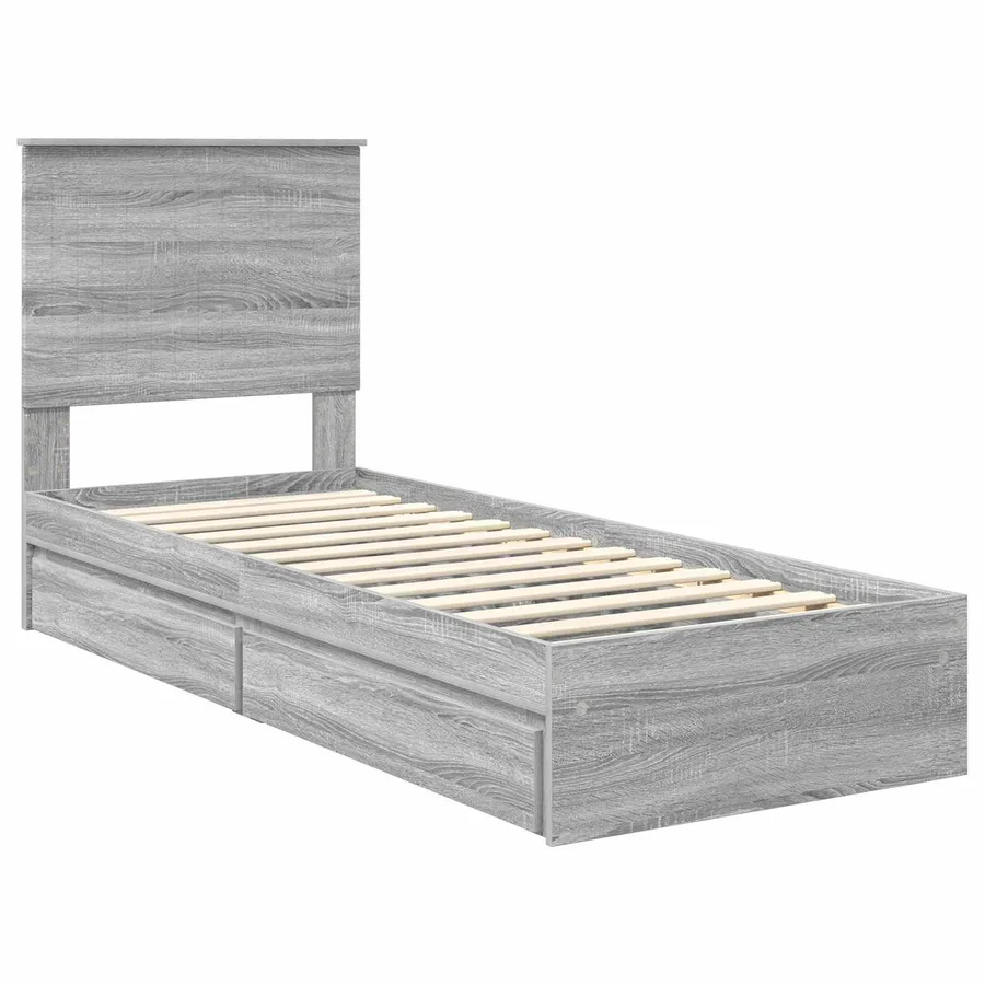 Lit de Rangement Gris Sonoma 75 x 190 cm Bois d'ingénierie - 4