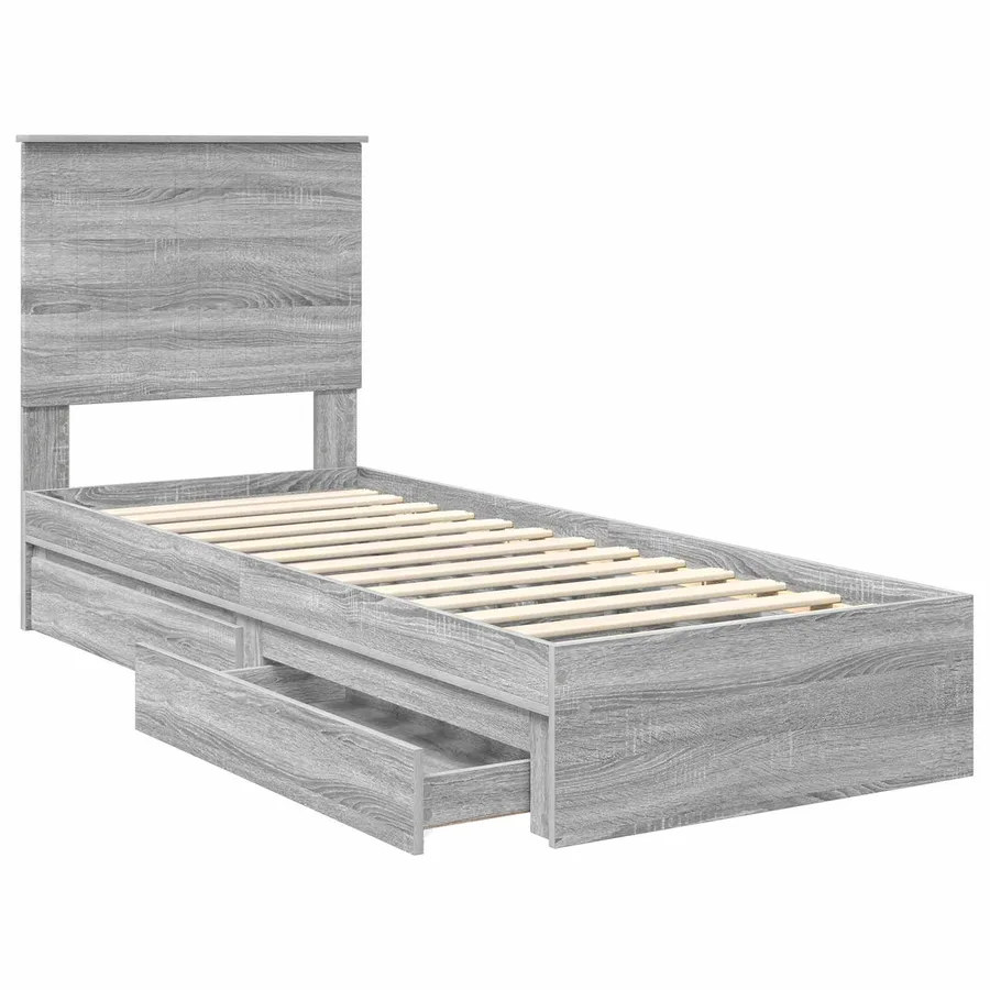 Lit de Rangement Gris Sonoma 75 x 190 cm Bois d'ingénierie - 5