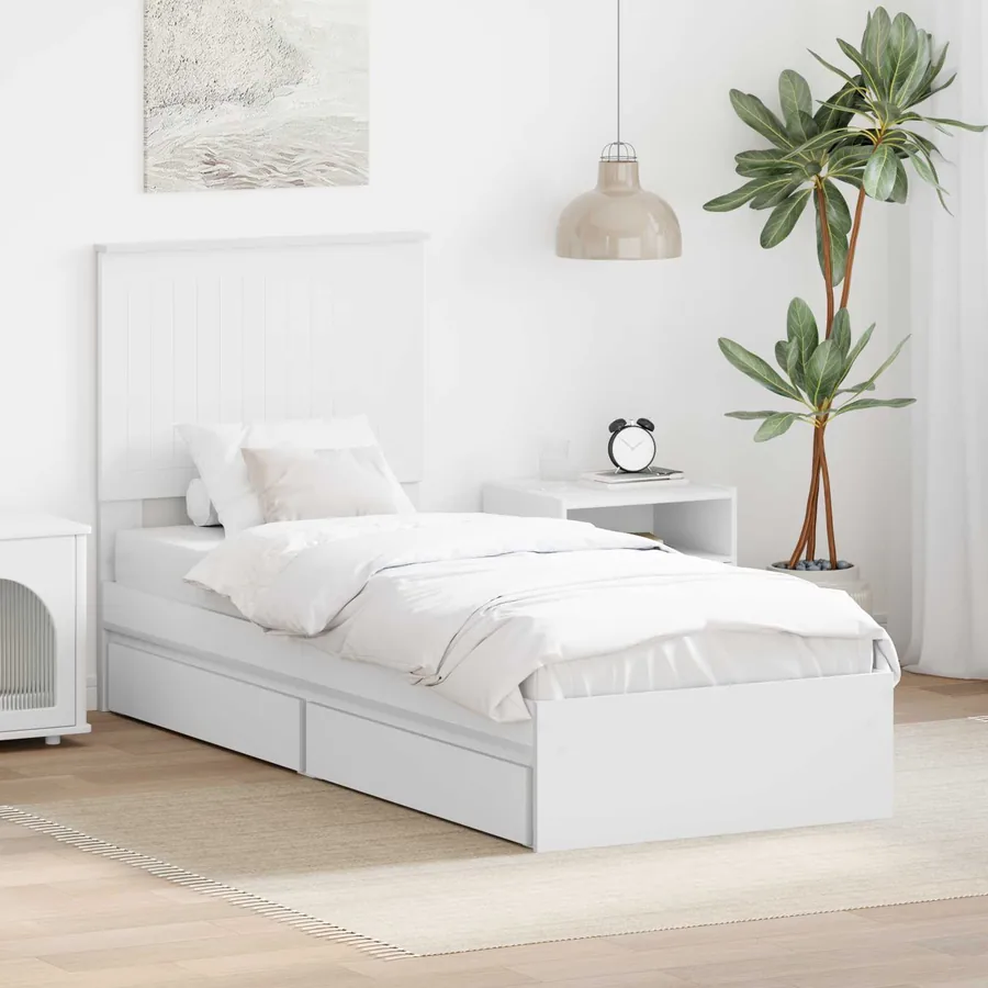 Lit de Rangement Blanc 75 x 190 cm Bois d'ingénierie