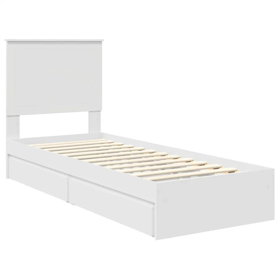 Lit de Rangement Blanc 75 x 190 cm Bois d'ingénierie - 4