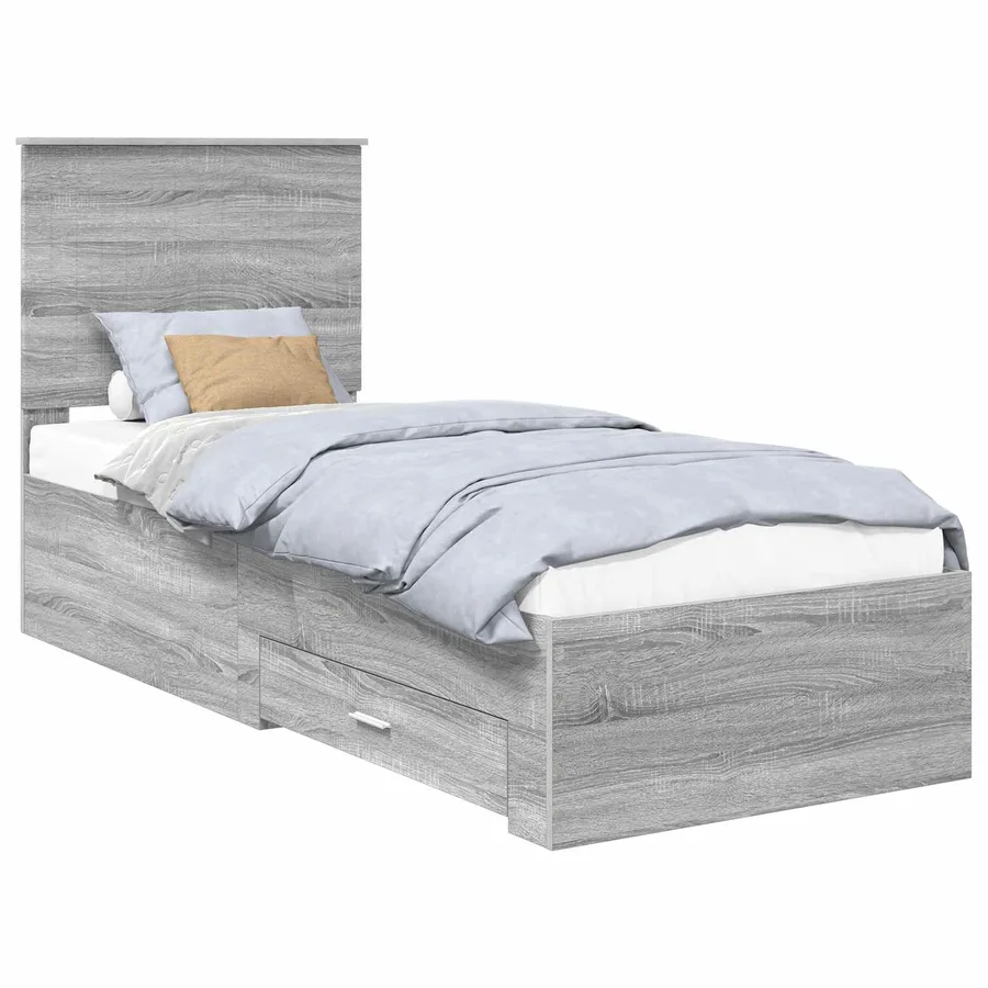Cadre de lit avec tête de lit Sonoma Gris et Argent 70 x 190 cm - 2