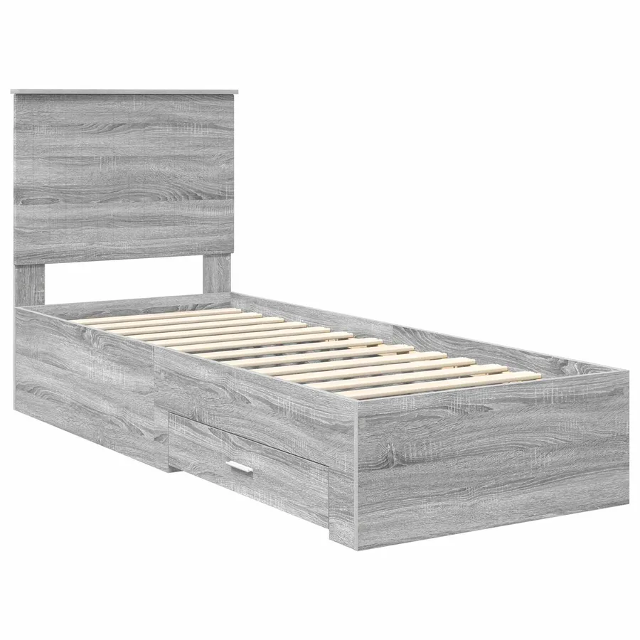 Cadre de lit avec tête de lit Sonoma Gris et Argent 70 x 190 cm - 4