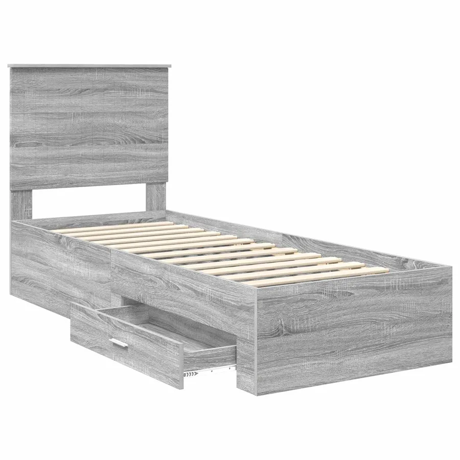 Cadre de lit avec tête de lit Sonoma Gris et Argent 70 x 190 cm - 5
