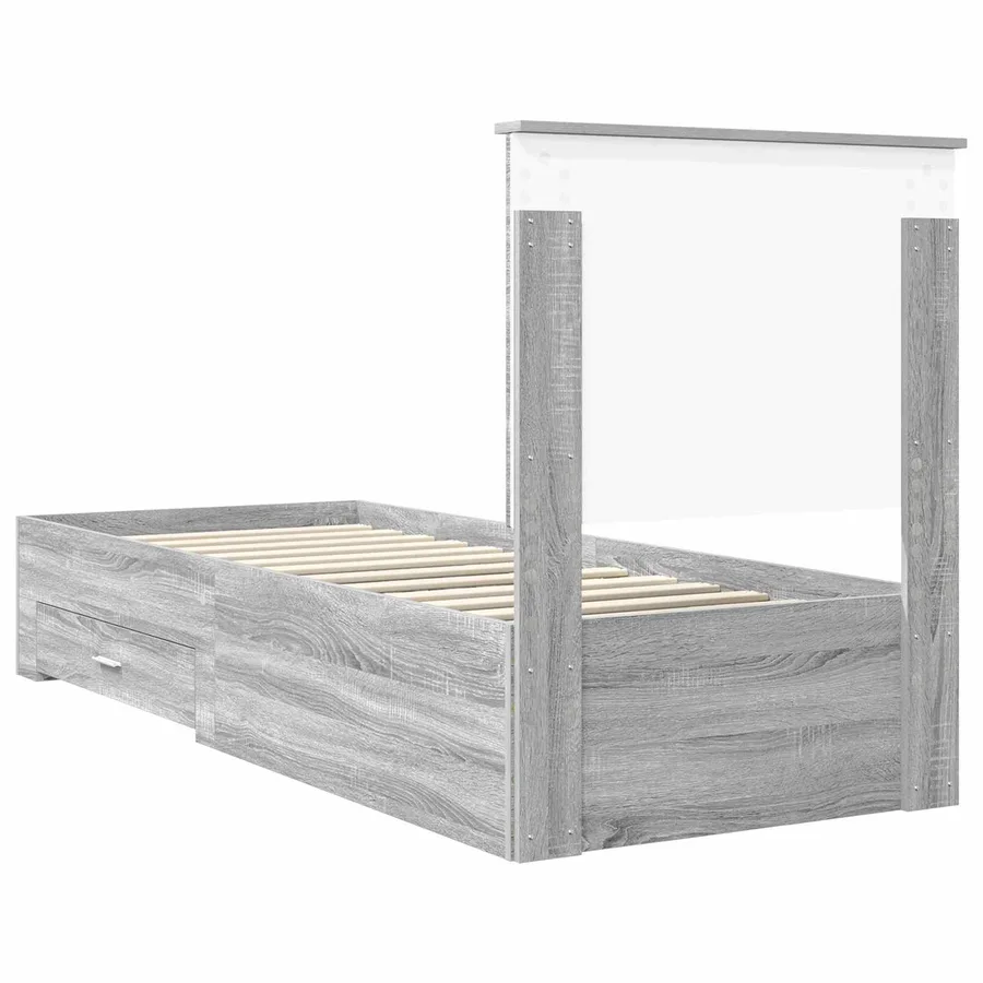 Cadre de lit avec tête de lit Sonoma Gris et Argent 70 x 190 cm - 9