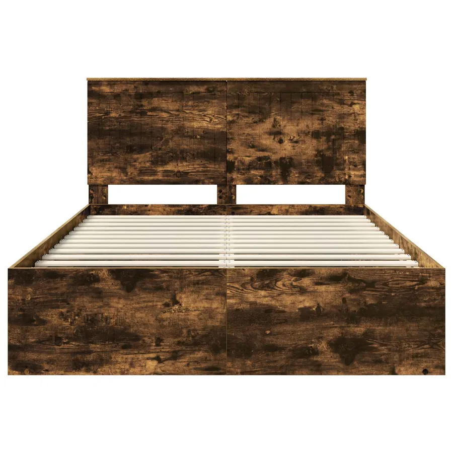 Cadre de lit Chêne fumé 135 x 190 cm Bois de pin massif - 7