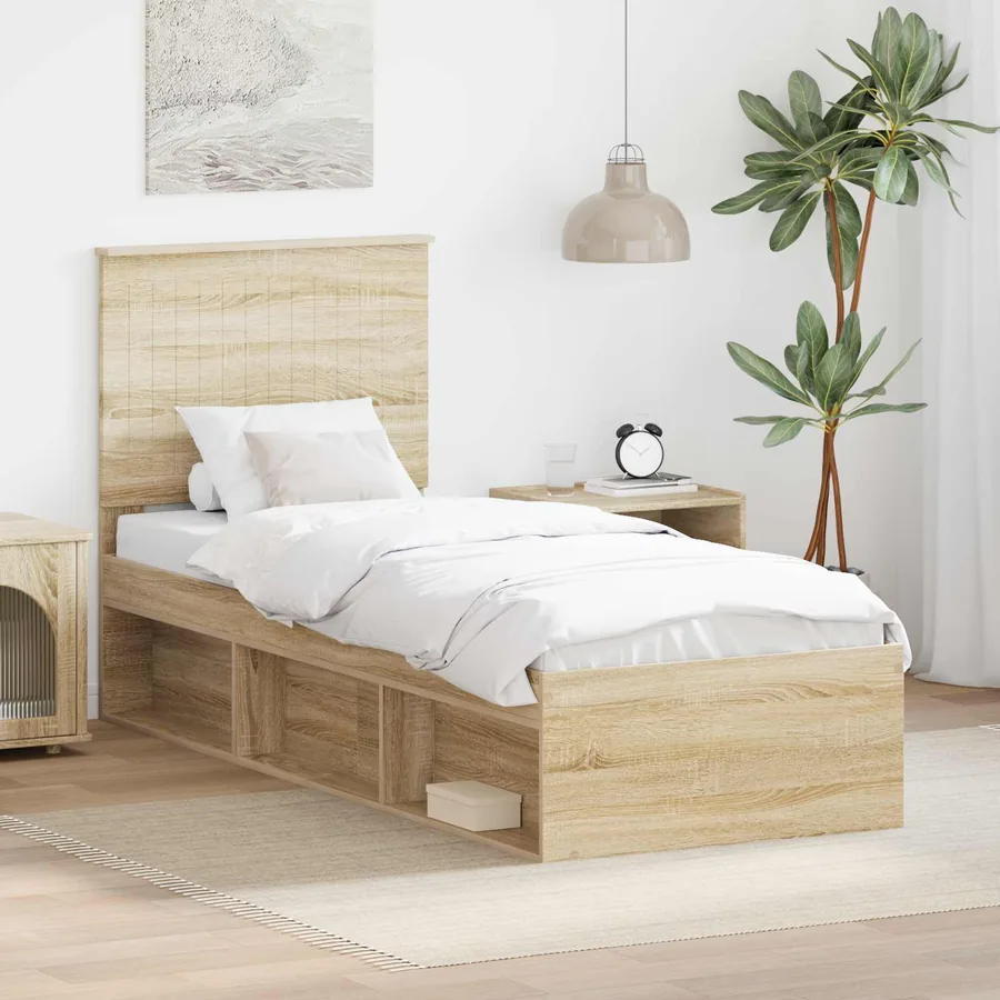 Cadre de lit Chêne Sonoma 75 x 190 cm Bois de pin massif