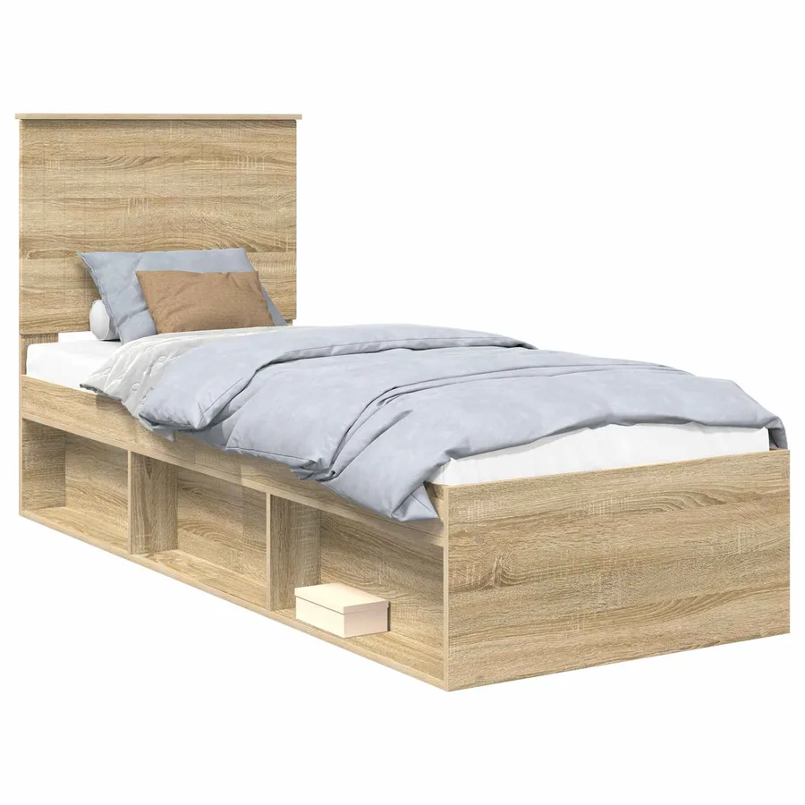 Cadre de lit Chêne Sonoma 75 x 190 cm Bois de pin massif - 2