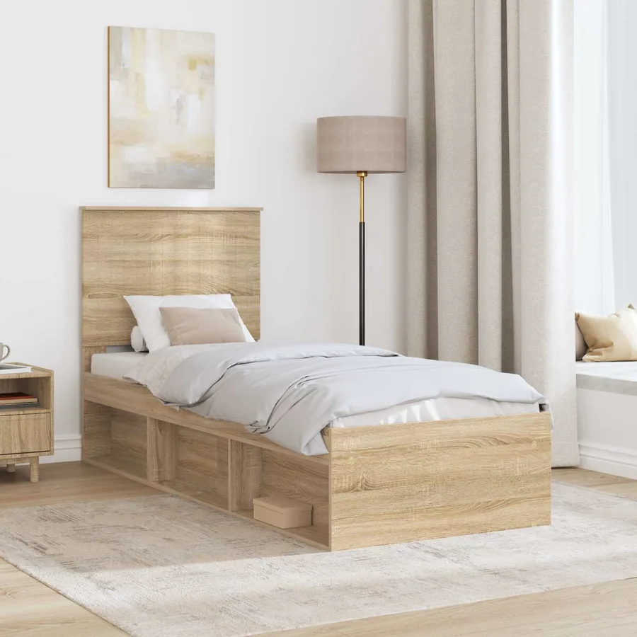 Cadre de lit Chêne Sonoma 75 x 190 cm Bois de pin massif - 3