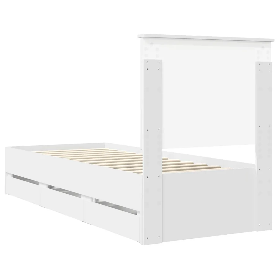 Cadre de lit avec tiroir Blanc 75 x 190 cm Bois Ingénierie - 10