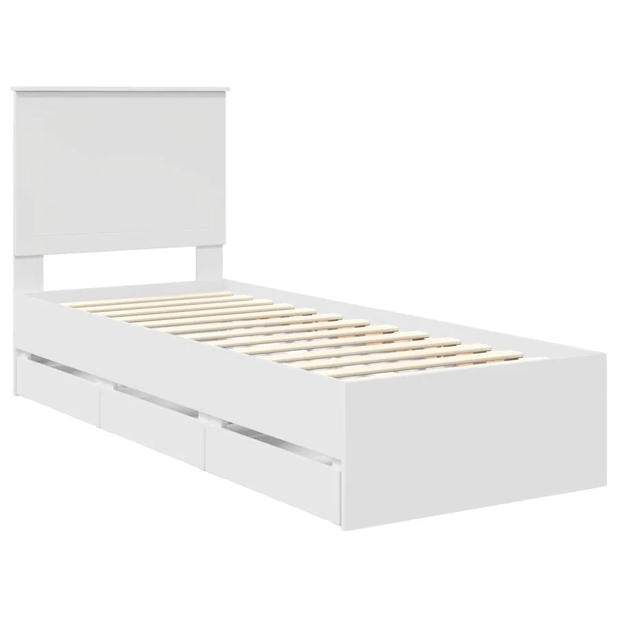 Cadre de lit avec tiroir Blanc 75 x 190 cm Bois Ingénierie - 4