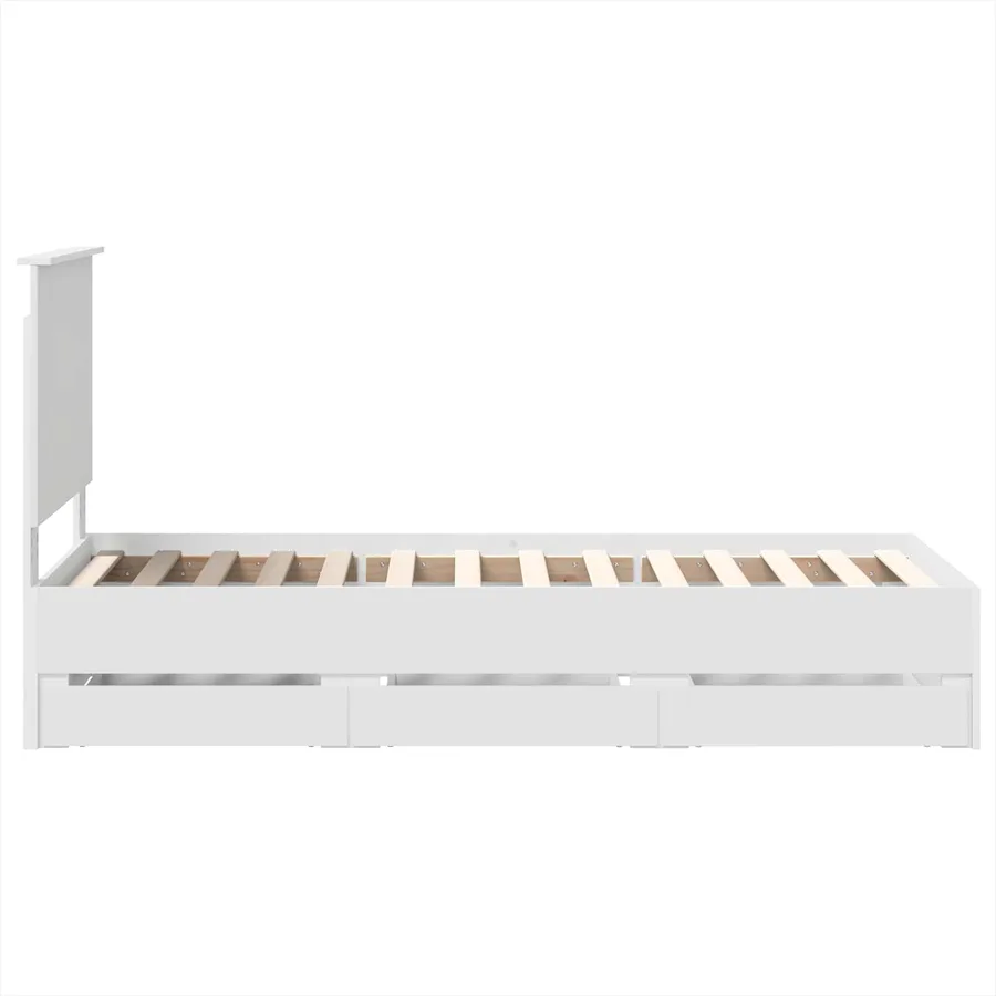 Cadre de lit avec tiroir Blanc 75 x 190 cm Bois Ingénierie - 9