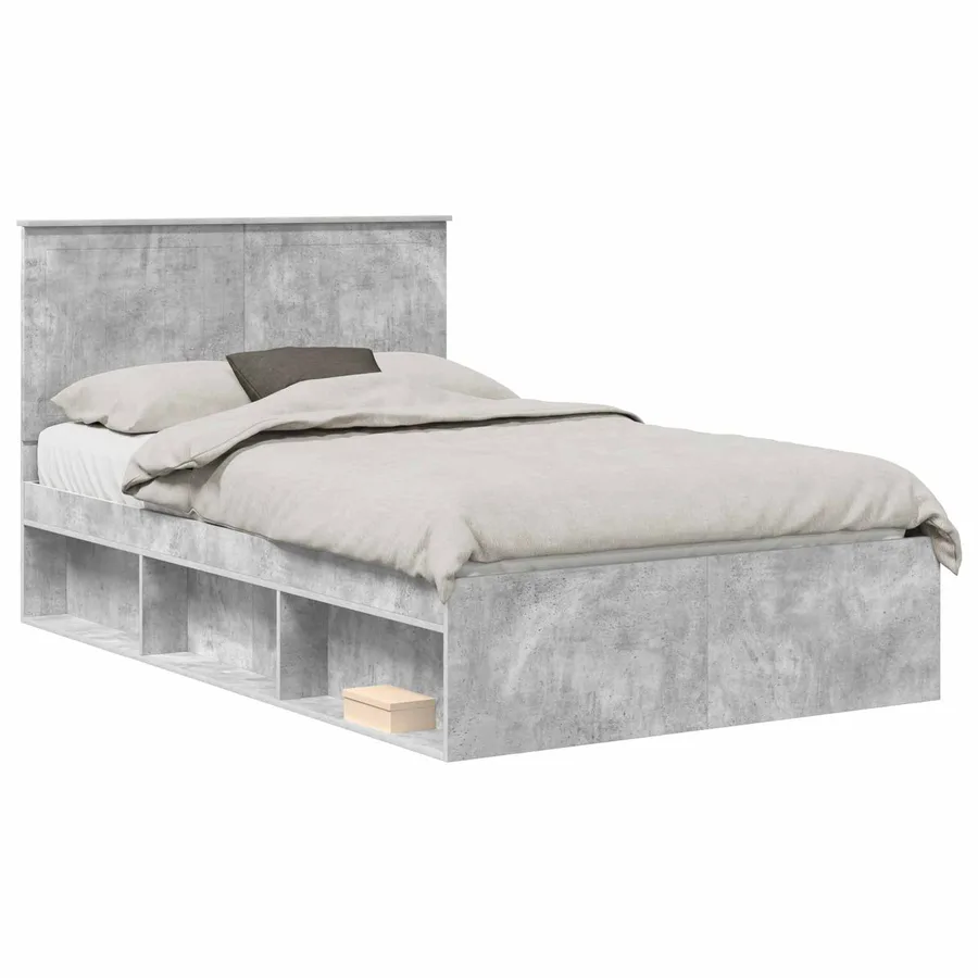 Cadre de lit Béton 120 x 190 cm Bois de pin massif - 2