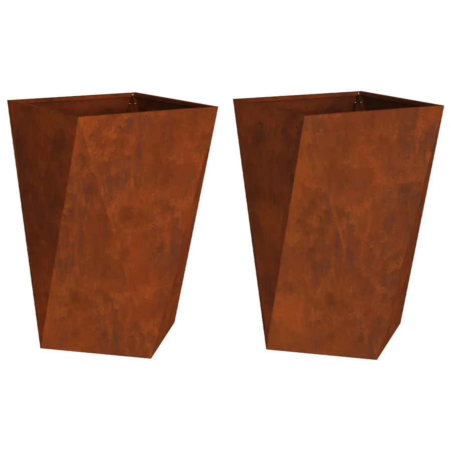 Jardinière 2 pc Rouillé 50 x 50 x 75 cm Acier patiné - 2
