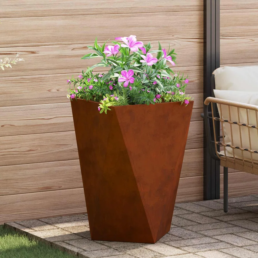 Jardinière 2 pc Rouillé 50 x 50 x 75 cm Acier patiné - 4