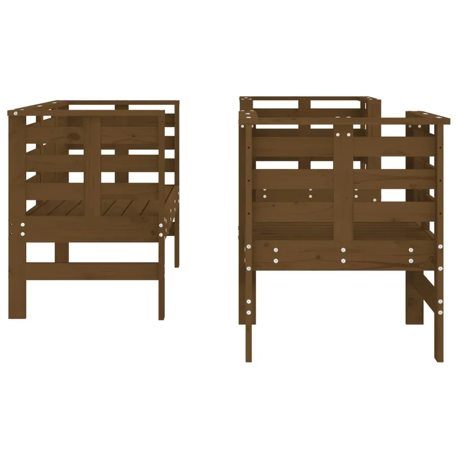 Salon de jardin 3 pcs marron miel bois de pin massif - 5