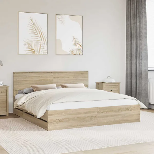 Cadre de lit Chêne Sonoma 200 x 200 cm Bois Ingénierie